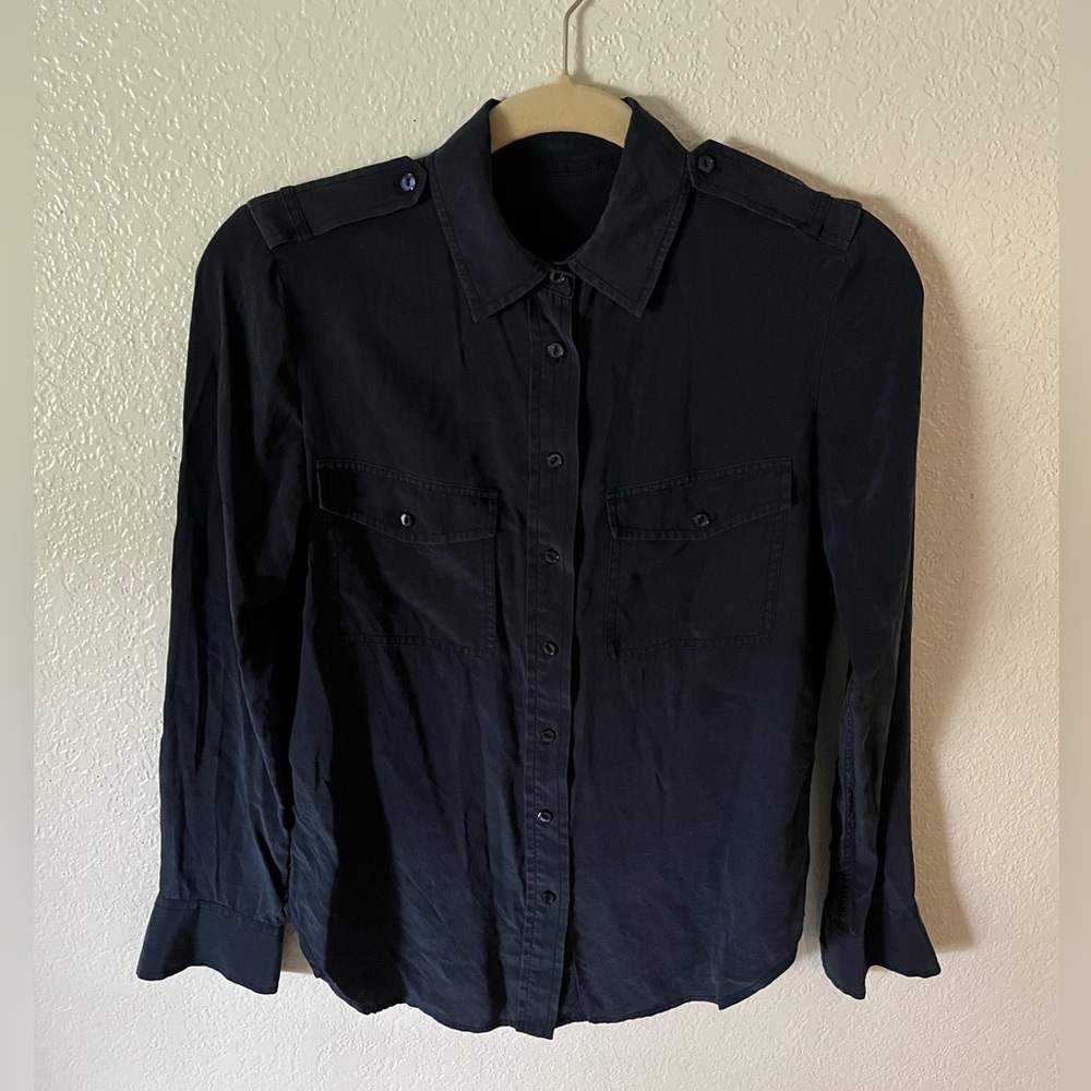 Navy Blue Button-Up Dress Shirt